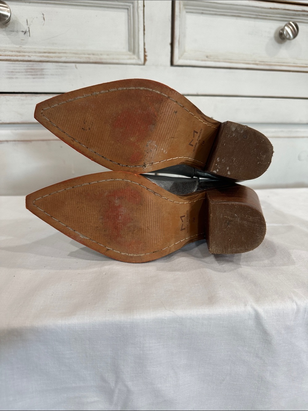Marc Fisher Metallic Silver Western Pointed Ankle Booties - Picture 5 of 7
